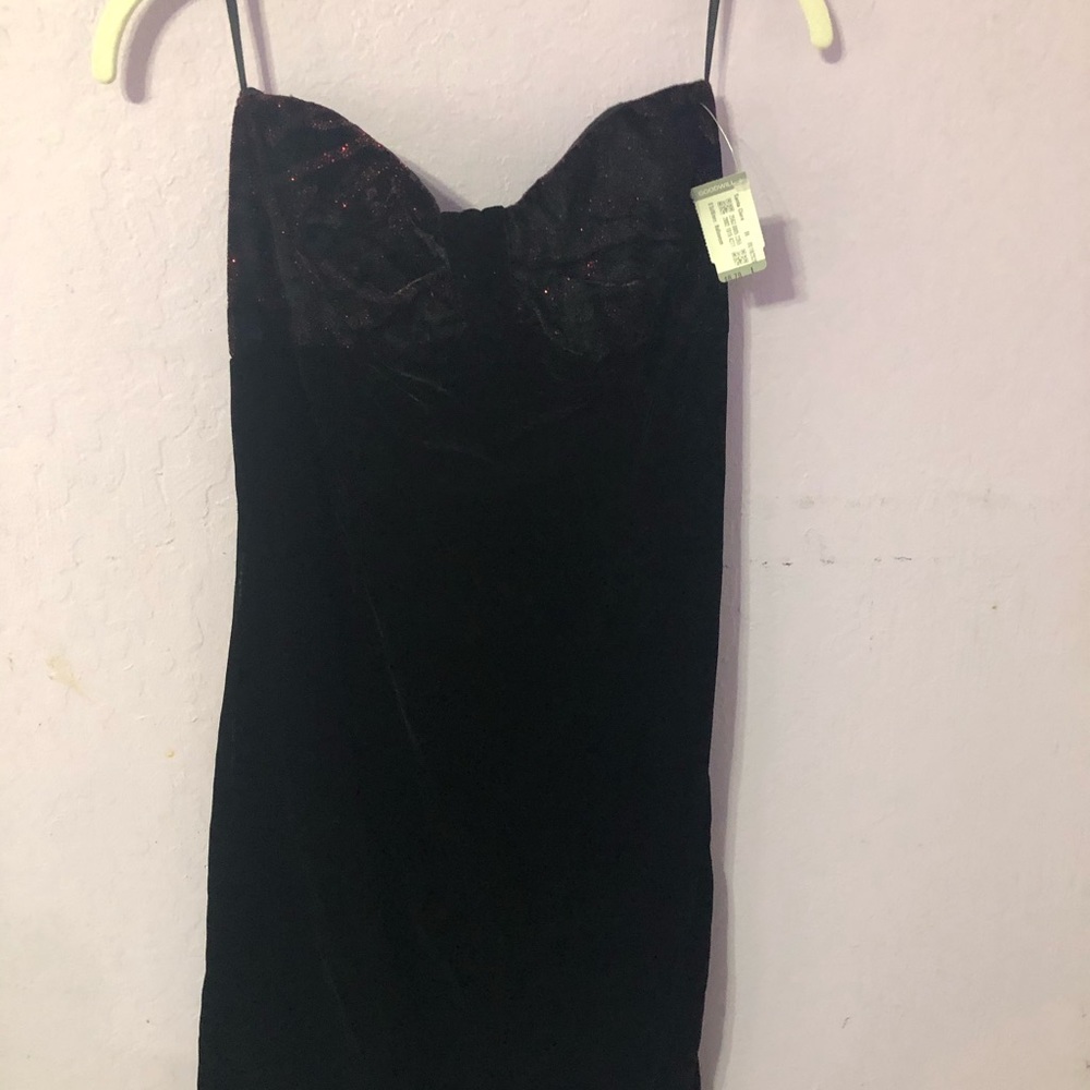 Thrifted black velvet dress